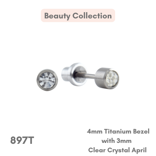 Titanium – 4mm Bezel 3mm Clear Crystal