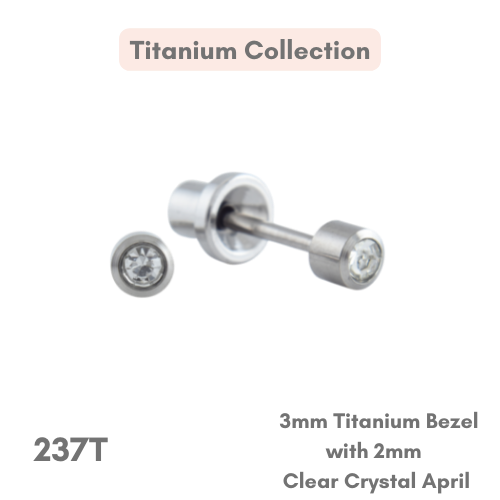 Titanium – 3mm Bezel 2mm Clear Crystal