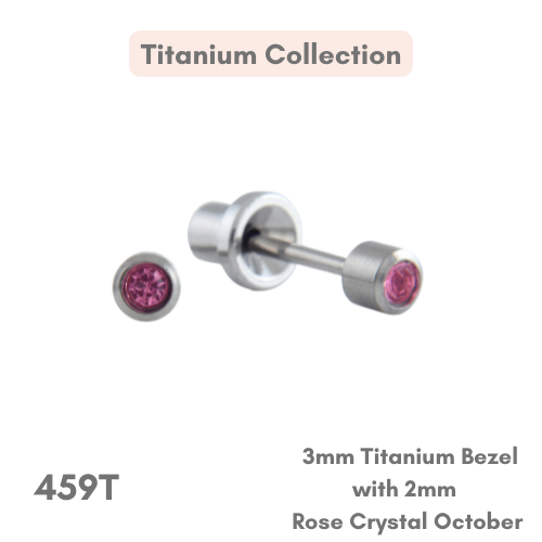 Titanium – 3mm Bezel 2mm Rose Crystal