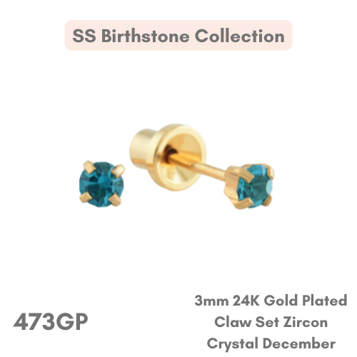 24K Gold Plated – Tiffany Claw Zircon Crystal December