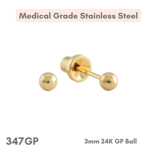 24k Gold Plated – 3mm Ball