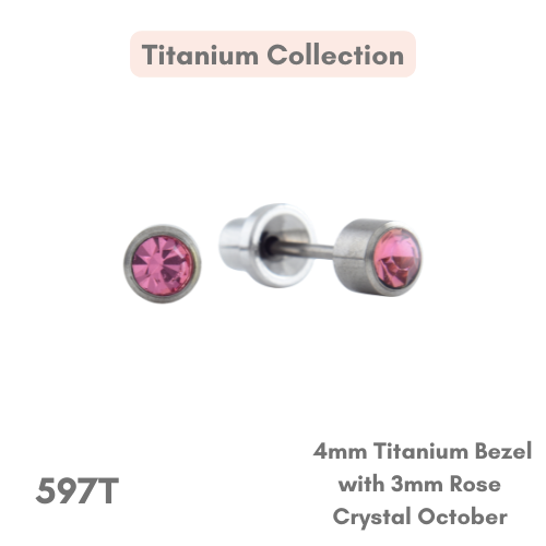 Titanium – 4mm Bezel 3mm Rose Crystal