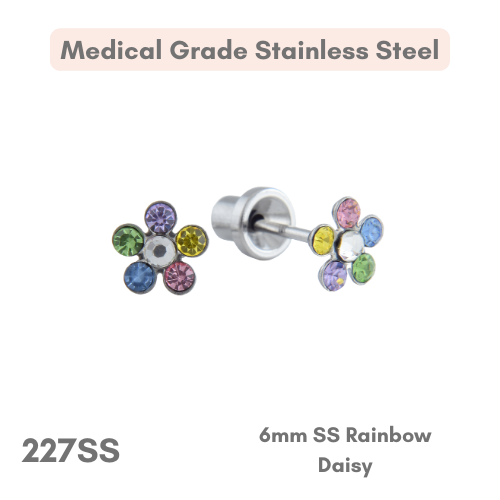 Stainless Steel – 6mm Rainbow Daisy